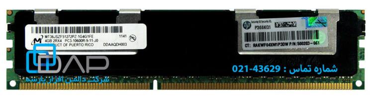 HP 4GB (1x4GB) Dual Rank x4 PC3-10600 (DDR3-1333) Registered CAS-9 Memory Kit (500658-B21)